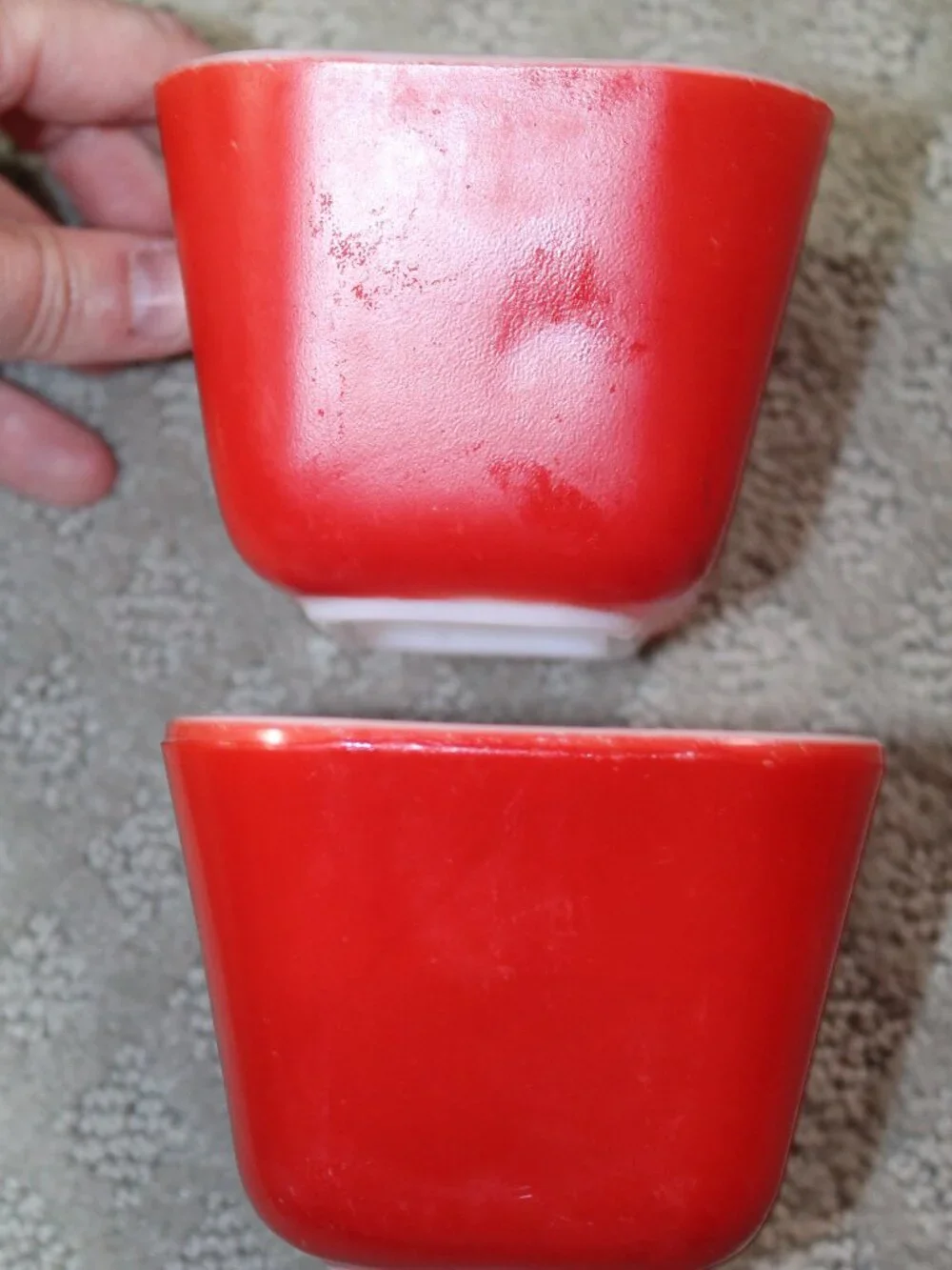 Pyrex Fridgie Refrigerator Dish Primary 6 pc Set Red 501 Blue 502 Vintage Lids
